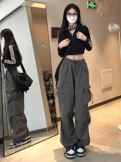 Streetwear Techwear Cargo Pants - Unisex Parachute Track Pants for Bold Urban Style - Home Kartz