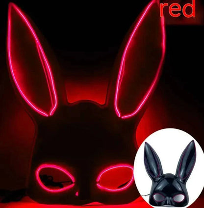 LED Bunny Mask with Long Ears - Neon Glow Mask for Halloween - Home Kartz