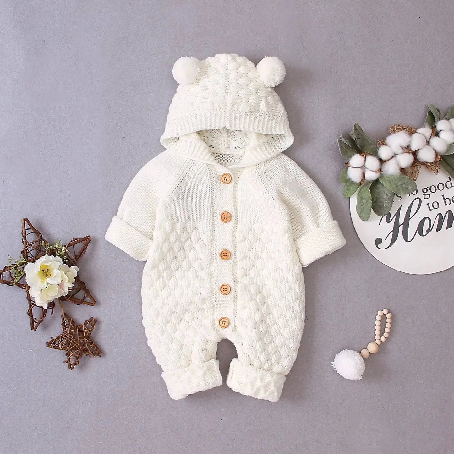 Embrace Cozy Chic: The Ultimate Ear Knit Romper with Hoodie for Your Little One 🌟👶 - Home Kartz