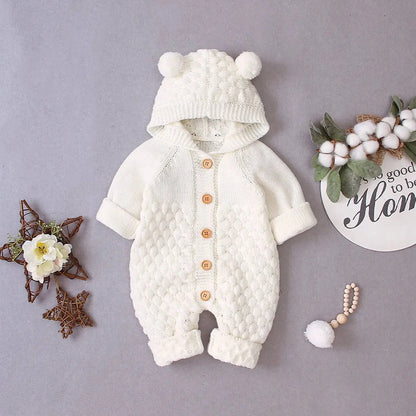 Embrace Cozy Chic: The Ultimate Ear Knit Romper with Hoodie for Your Little One 🌟👶 - Home Kartz